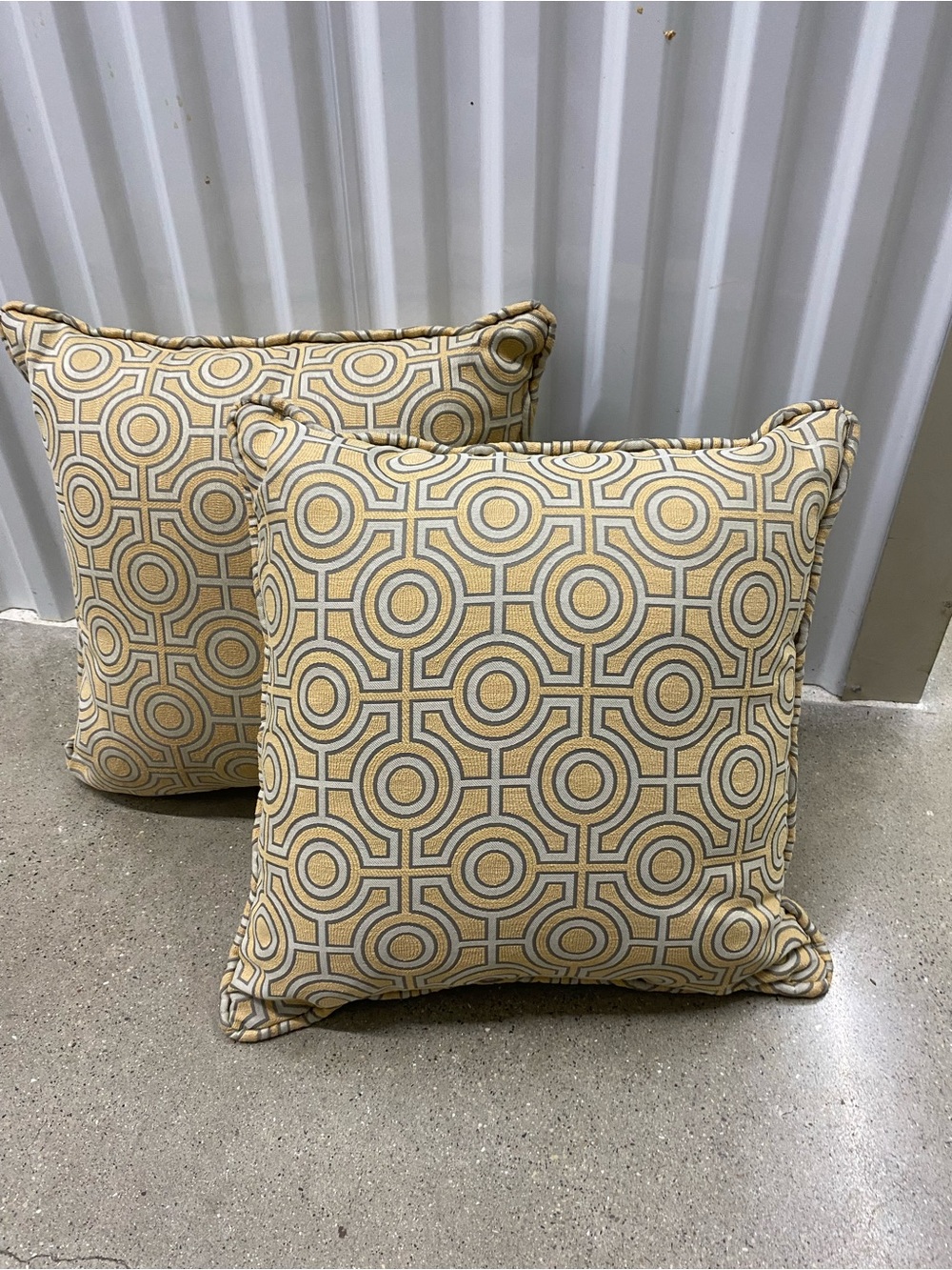 Vintage Retro Geometric Yellow Cream Gray Pillows Cozy Fall Neutral Minimalist